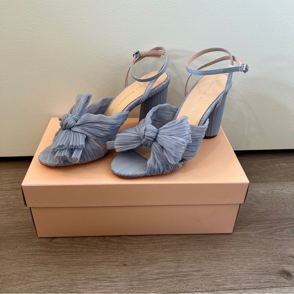 Loeffler Randall Camellia Blue Pleated Bow Heels